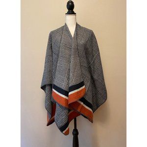 Plaid Ruana Cape Shawl Poncho Wrap Sweater Coat